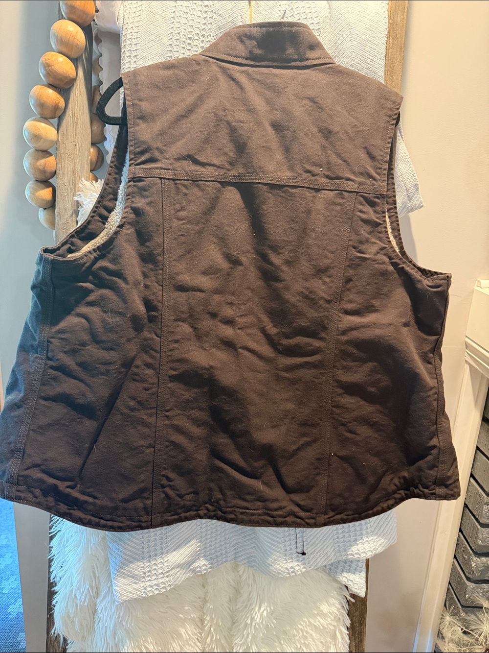 Carhartt Dark Brown Canvas Sherpa Vest women’s xl - Picture 7 of 7